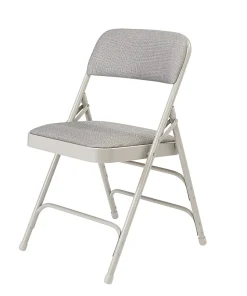 National Public Seating Fabric Upholstered Triple Brace Folding Chairs, Gray, Pack Of 4