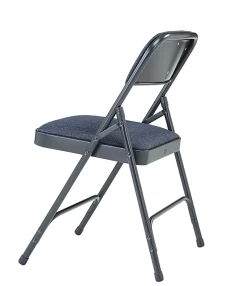 National Public Seating 2200 2-Hinge Folding Chairs, Blue/Char-Blue, Set Of 4 Chairs