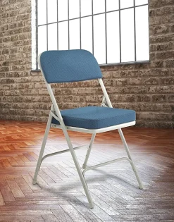 National Public Seating 3200 Series Deluxe Upholstered Folding Chairs, Regal Blue, Set Of 2 Chairs