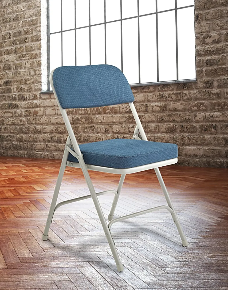 National Public Seating 3200 Series Deluxe Upholstered Folding Chairs, Regal Blue, Set Of 2 Chairs