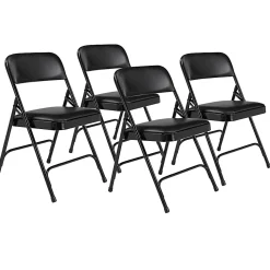 National Public Seating Series 1200 Folding Chairs, Black, Set Of 4 Chairs