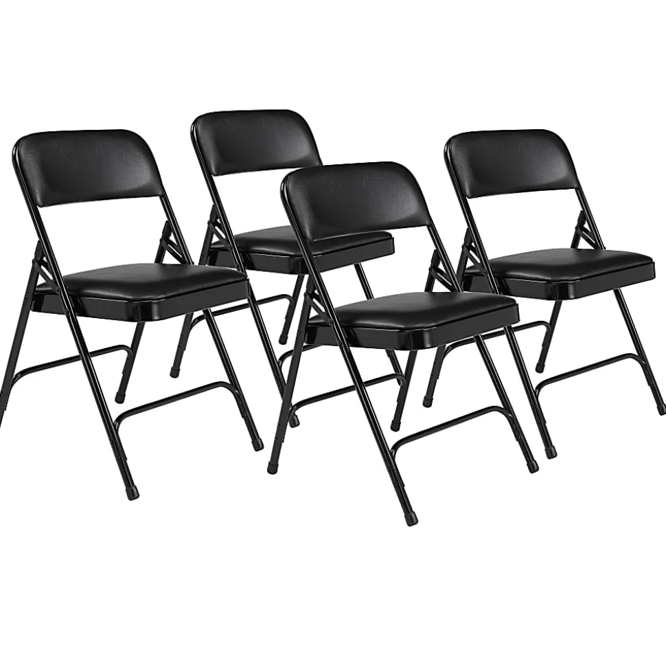 National Public Seating Series 1200 Folding Chairs, Black, Set Of 4 Chairs