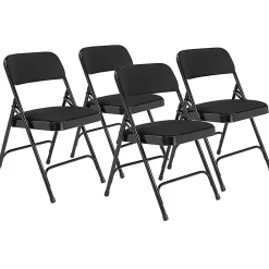 National Public Seating 2200 Series Fabric Upholstered Folding Chairs, Midnight Black, Set Of 4 Chairs