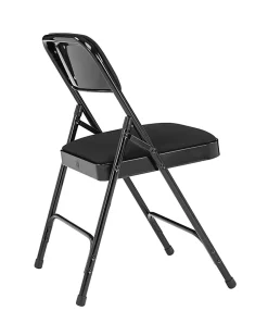 National Public Seating 2200 Series Fabric Upholstered Folding Chairs, Midnight Black, Set Of 4 Chairs
