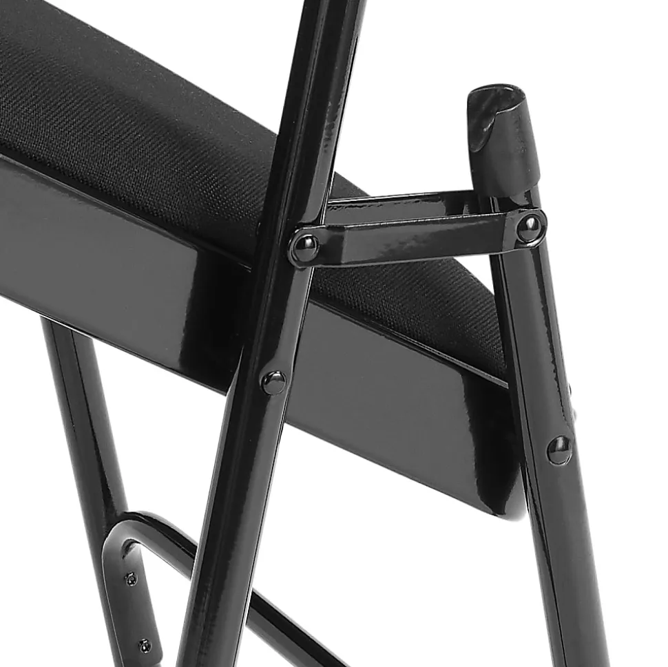 National Public Seating 2200 Series Fabric Upholstered Folding Chairs, Midnight Black, Set Of 4 Chairs