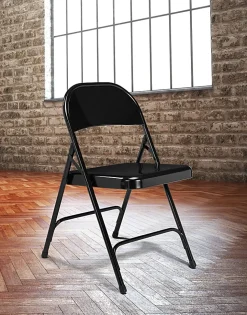 National Public Seating Series 50 Steel Folding Chairs, Black, Set Of 4 Chairs