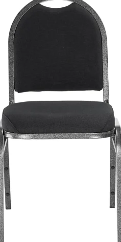 National Public Seating 9200 Series: Dome-Back  Premium Fabric Upholstered Banquet Stack Chair, Ebony Black Seat/Silvervein Frame, Set Of 2