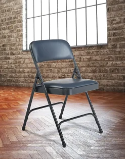 National Public Seating Series 1200 Folding Chairs, Blue/Char-Blue, Set Of 4 Chairs