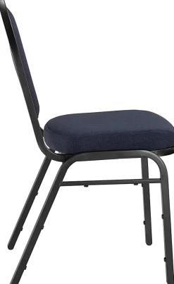 National Public Seating 9200 Series: Dome-Back Premium Fabric Upholstered Banquet Stack Chair, Midnight Blue Seat/Black Sandtex Frame, Set Of 2