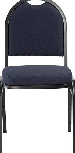 National Public Seating 9200 Series: Dome-Back Premium Fabric Upholstered Banquet Stack Chair, Midnight Blue Seat/Black Sandtex Frame, Set Of 2