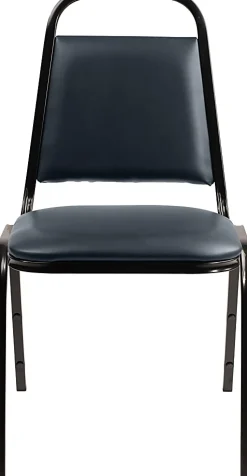 National Public Seating 9100 Series Vinyl Upholstered Banquet Stack Chairs, Midnight Blue/Black, Pack Of 4 Chairs