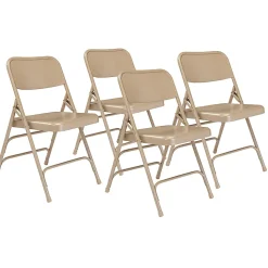 National Public Seating Steel Triple Brace Folding Chairs, Beige, Pack Of 4