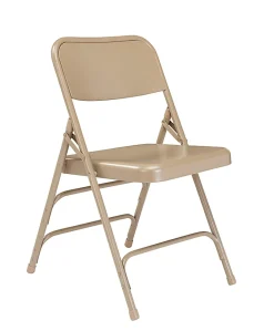 National Public Seating Steel Triple Brace Folding Chairs, Beige, Pack Of 4