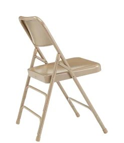 National Public Seating Steel Triple Brace Folding Chairs, Beige, Pack Of 4