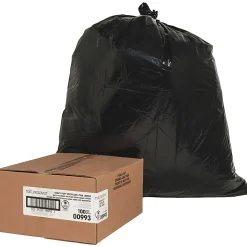 Nature Saver 75% Recycled Heavy-Duty Trash Liners, 1.65mil, 33 Gallons, 33" x 49", Black, Box Of 100