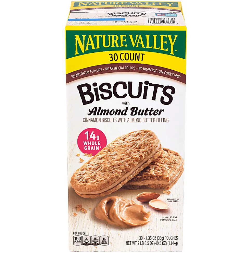 NATURE VALLEY Biscuit Sandwich with Almond Butter, 1.35 oz, 30 Count
