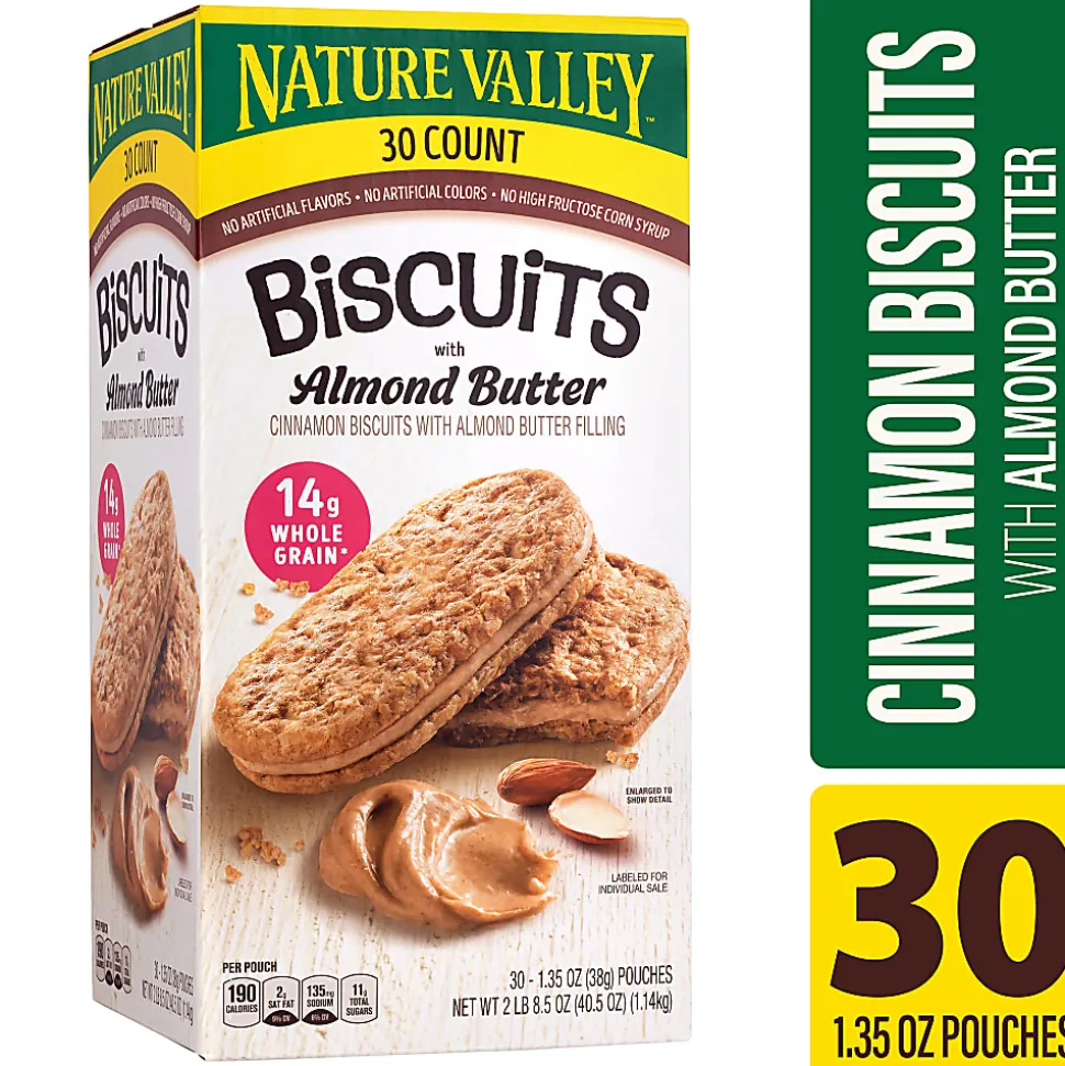 NATURE VALLEY Biscuit Sandwich with Almond Butter, 1.35 oz, 30 Count
