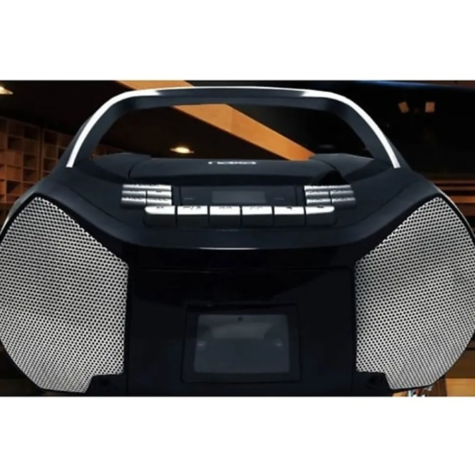 Naxa Portable CD/Cassette Boombox - 1 x Disc - 2.40 W - Silver, Black - CD-DA - Auxiliary Input