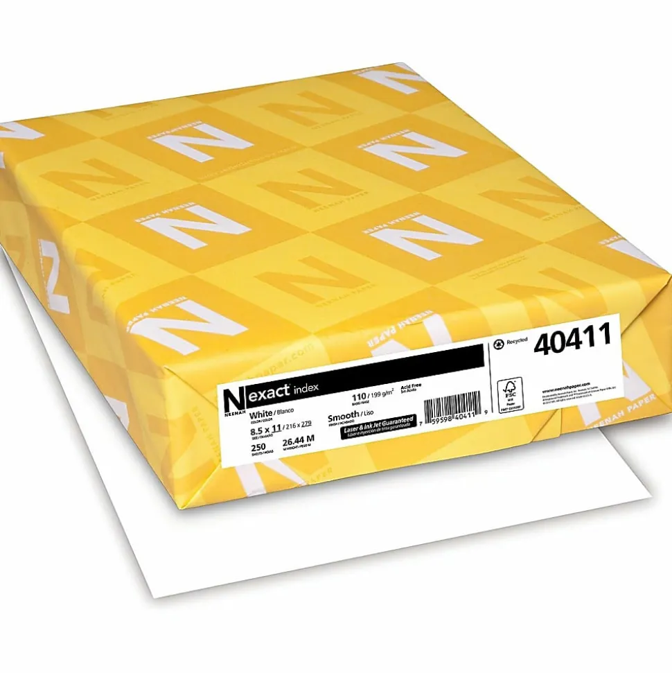 Neenah Exact Inkjet Or Laser #110 Index Paper, 1 Ream, White, Letter Size (8 1/2" x 11"), Ream Of 500 Sheets, 110 Lb, 94 Brightness