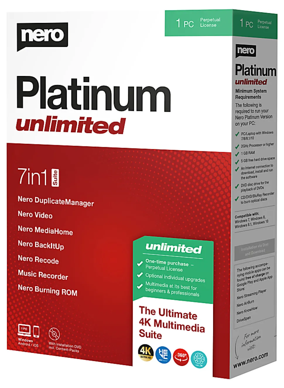 Nero Platinum Unlimited Suite, Disc