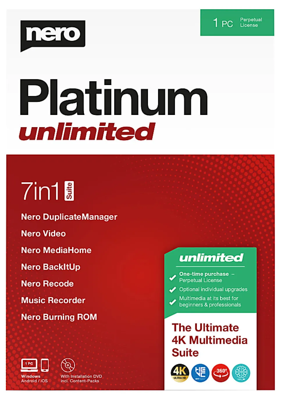 Nero Platinum Unlimited Suite, Disc