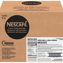 NESCAFE Frothy Coffee Beverage, French Vanilla Flavor, 2 Lb Bag, Box of 6 Bags