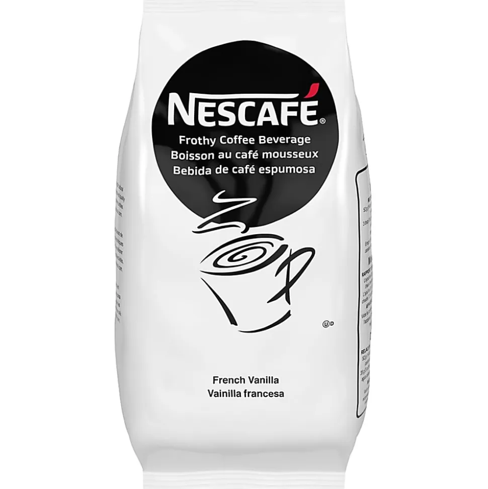 NESCAFE Frothy Coffee Beverage, French Vanilla Flavor, 2 Lb Bag, Box of 6 Bags
