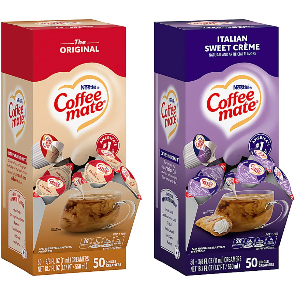 Nestlé® Coffee-mate® Liquid Creamer, Original/French Vanilla/Hazelnut/Peppermint Mocha Flavor Variety Pack, 0.37 Oz Single Serve x 200