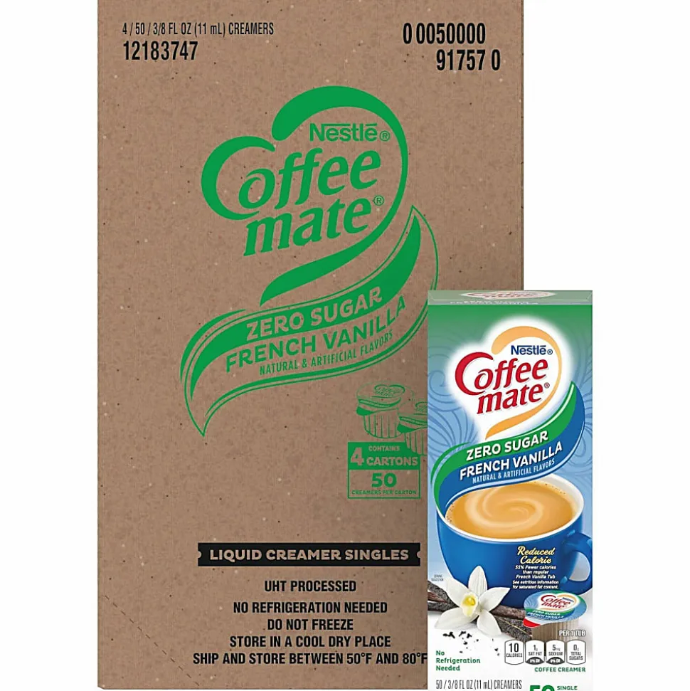Nestle Coffee mate Liquid Creamer, French Vanilla Flavor, 50 Oz Single Serve, 200/Pack