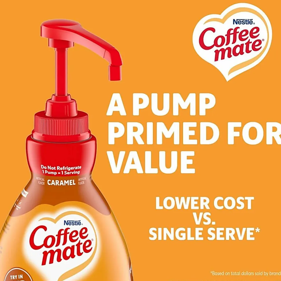 Nestle Professional Solutions Caramel Liquid Concentrate Coffee Creamer, 50.7 Oz, Pump Bottle, 73358