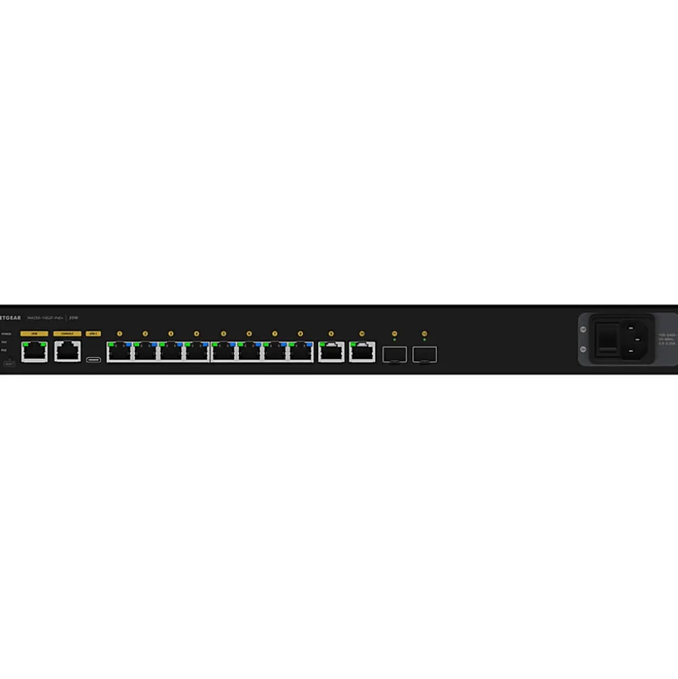 Netgear AV Line M4250-10G2F-PoE+ 8x1G PoE+ 125W 2x1G and 2xSFP Managed Switch (GSM4212P) - 10 Ports - GSM4212P100NAS