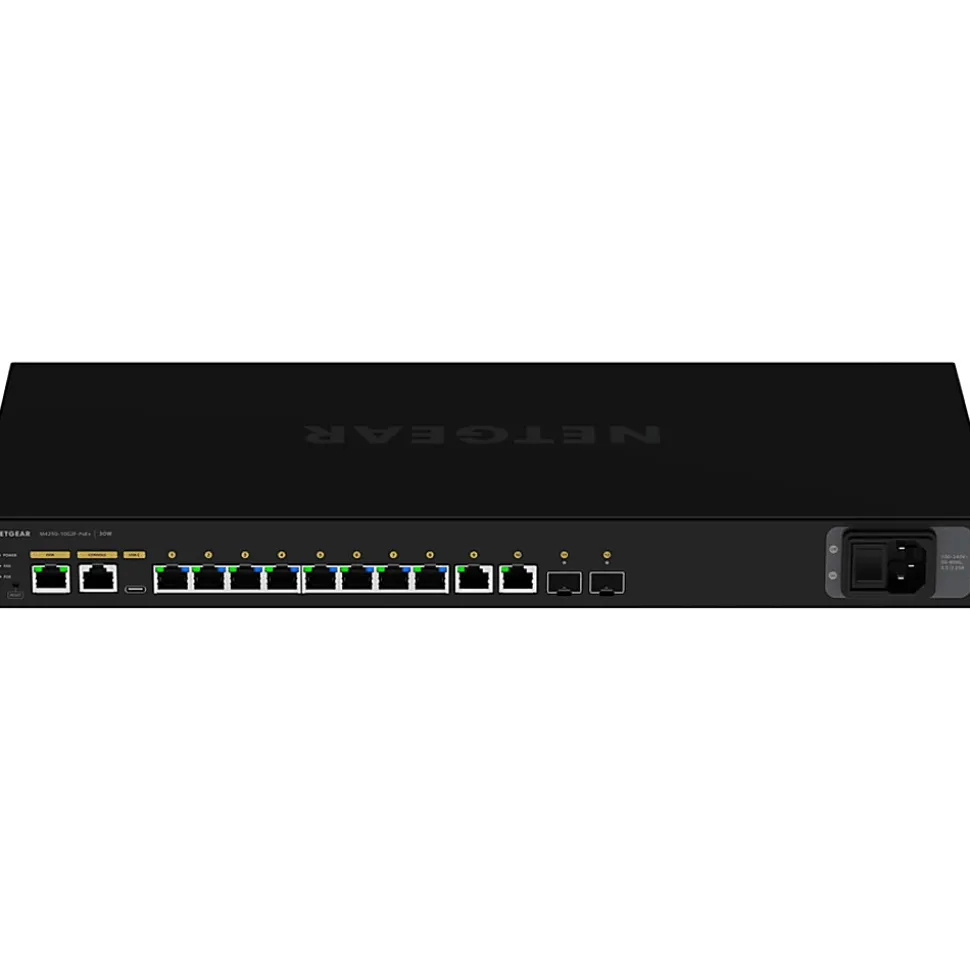 Netgear AV Line M4250-10G2F-PoE+ 8x1G PoE+ 125W 2x1G and 2xSFP Managed Switch (GSM4212P) - 10 Ports - GSM4212P100NAS