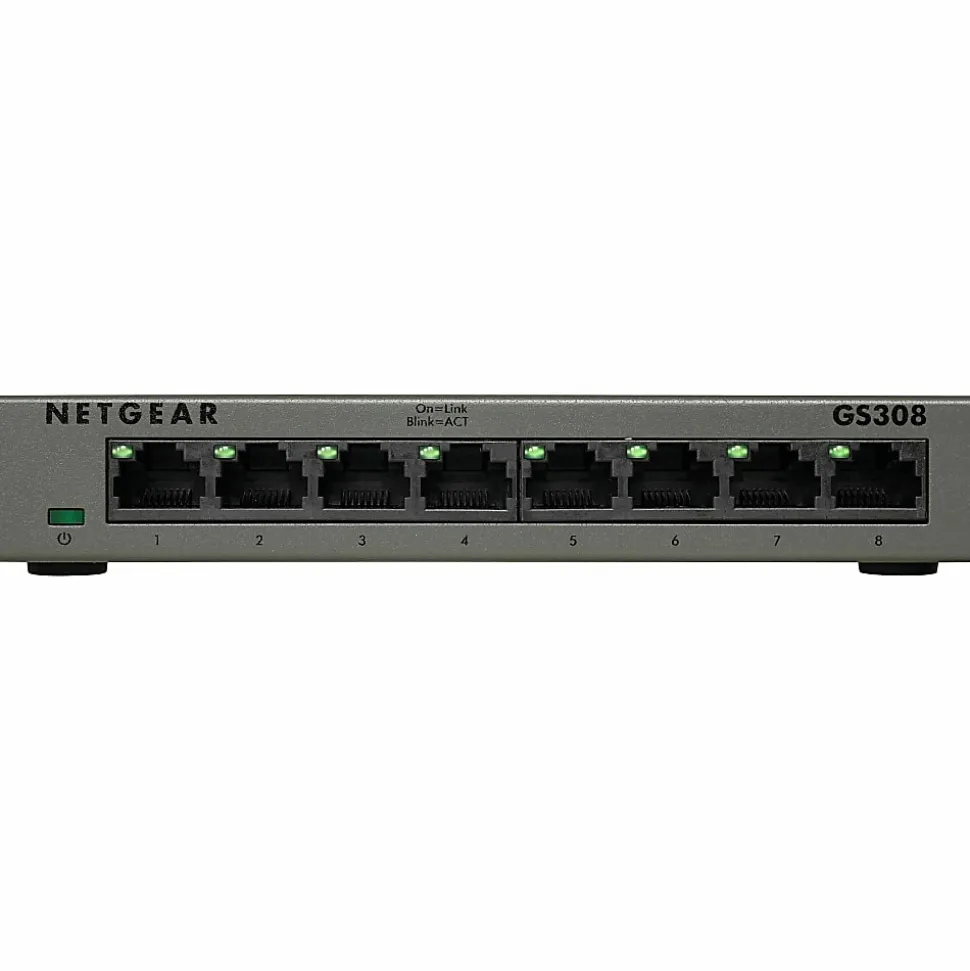 Netgear GS308 Ethernet Switch - 8 Ports - Gigabit Ethernet - 10/100/1000Base-T - 2 Layer Supported - Twisted Pair - GS308300PAS