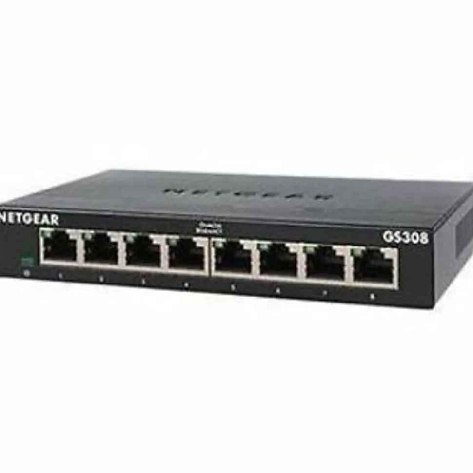 Netgear GS308 Ethernet Switch - 8 Ports - Gigabit Ethernet - 10/100/1000Base-T - 2 Layer Supported - Twisted Pair - GS308300PAS