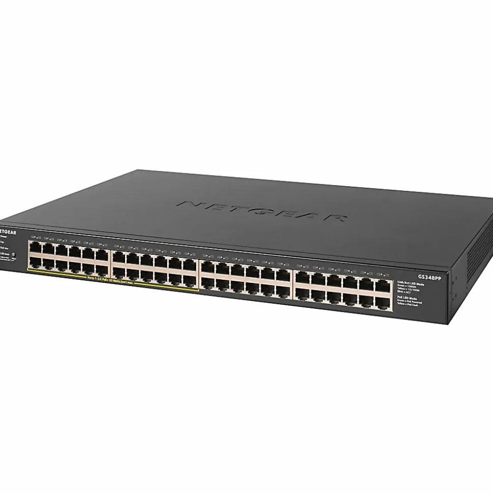 Netgear GS348PP Ethernet Switch - 48 Ports - 2 Layer Supported - Twisted Pair - Desktop, Rack-mountable - 3 YearLifetime Limited Warranty