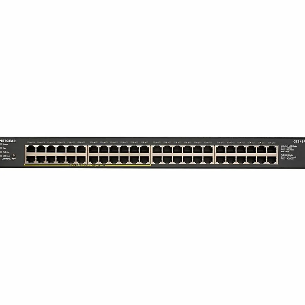 Netgear GS348PP Ethernet Switch - 48 Ports - 2 Layer Supported - Twisted Pair - Desktop, Rack-mountable - 3 YearLifetime Limited Warranty