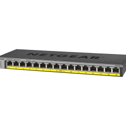Netgear 16-Port 76W PoE/PoE+ Gigabit Ethernet Unmanaged Switch - 16 Ports - 2 Layer Supported - Twisted Pair - GS116LP100NAS