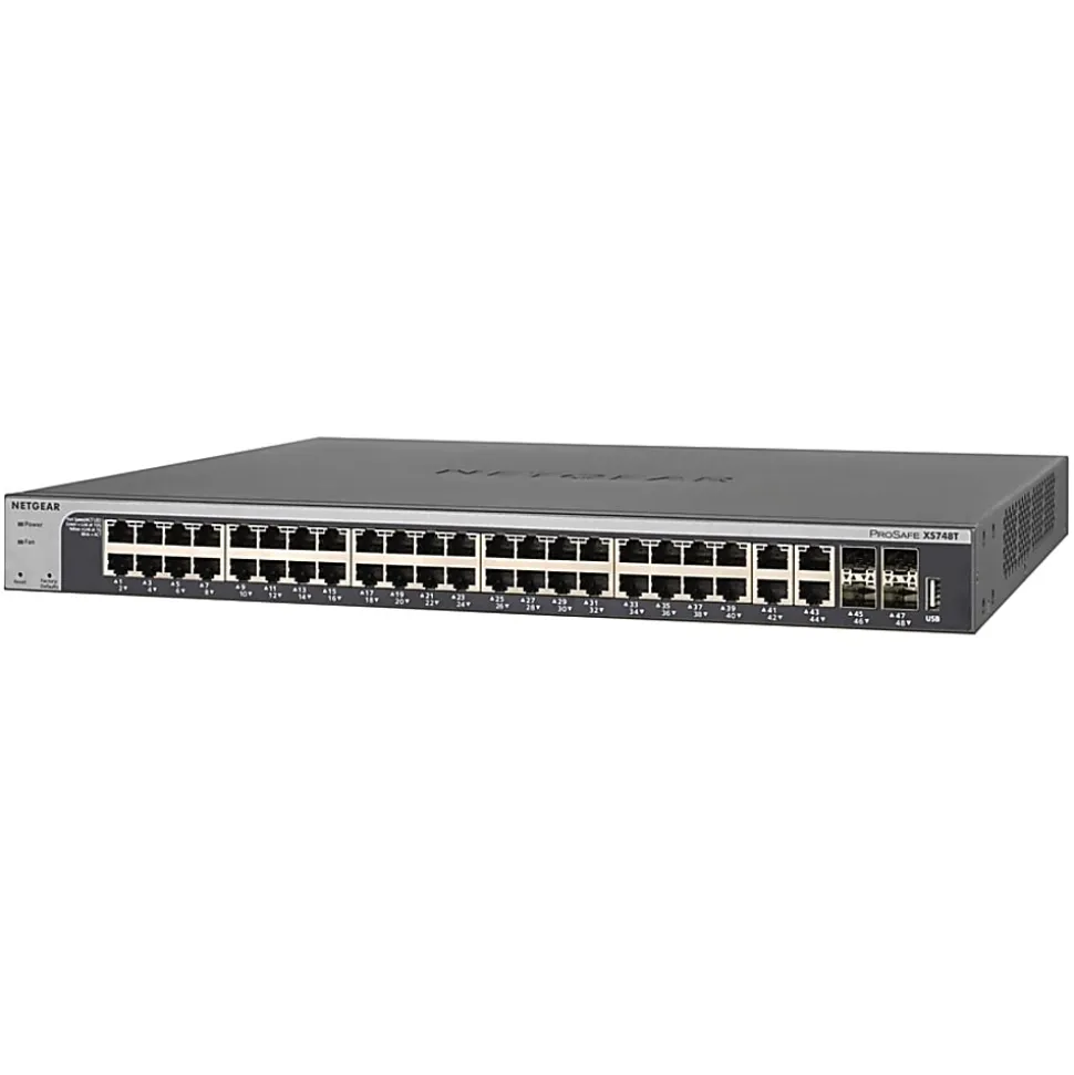 Netgear ProSafe XS748T Layer 3 Switch - 44 Ports - Manageable - 10 Gigabit Ethernet, Gigabit Ethernet - XS748T100NES