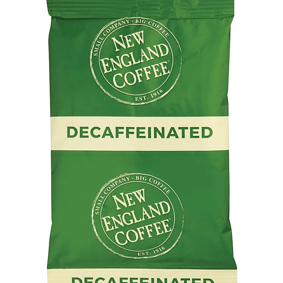 New England Coffee Single-Serve Coffee Packets, Decaffeinated, Breakfast Blend, Carton Of 24