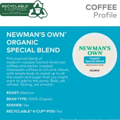 Newman's Own® Organics Single-Serve Coffee K-Cup®, Special Blend, Carton Of 96, 4 x 24 Per Box