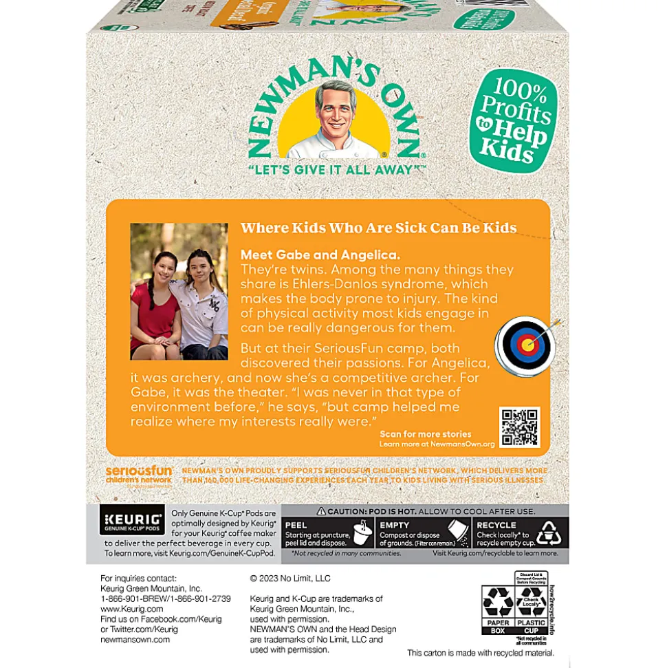 Newman's Own Organics Special Blend Decaf Coffee Keurig Single-Serve K-Cup Pods, Medium Roast, 24 Pods Per Pack, Case Of 4 Packs