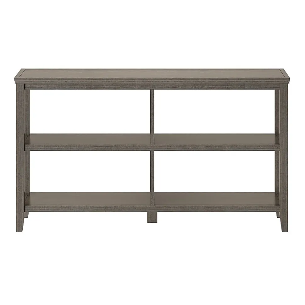 New Ridge Home Goods 30-1/4"H 3-Tier Low Wooden Bookcase, Washed Gray