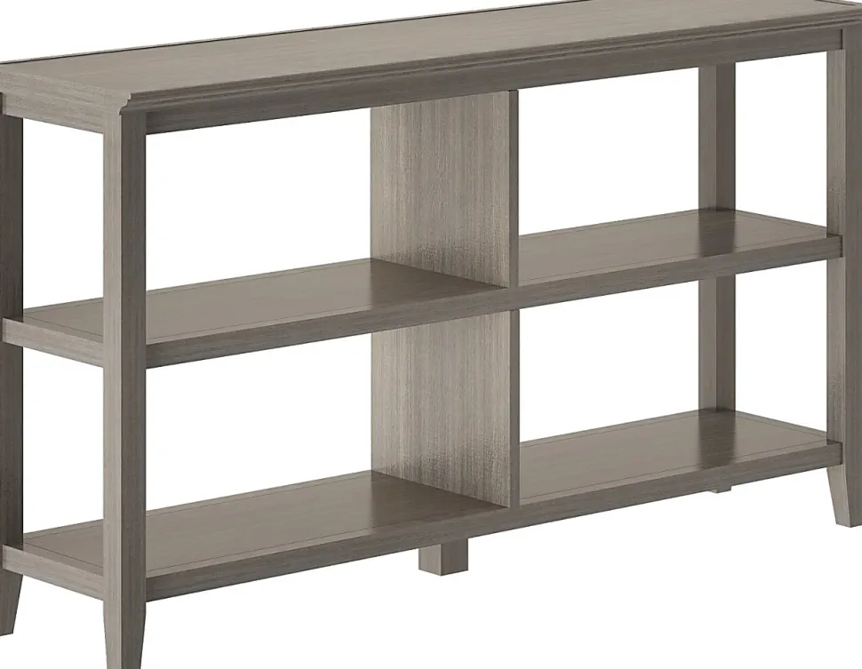 New Ridge Home Goods 30-1/4"H 3-Tier Low Wooden Bookcase, Washed Gray