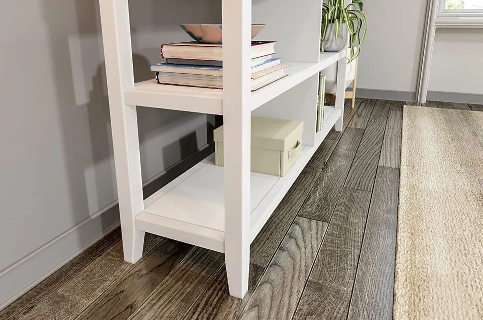 New Ridge Home Goods 30-1/4"H 3-Tier Low Wooden Bookcase, White