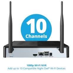 Night Owl 8-Channel 1080p Wi-Fi NVR With 1TB Hard Drive And 8 Wi-Fi IP 1080p Spotlight Cameras, Black/White