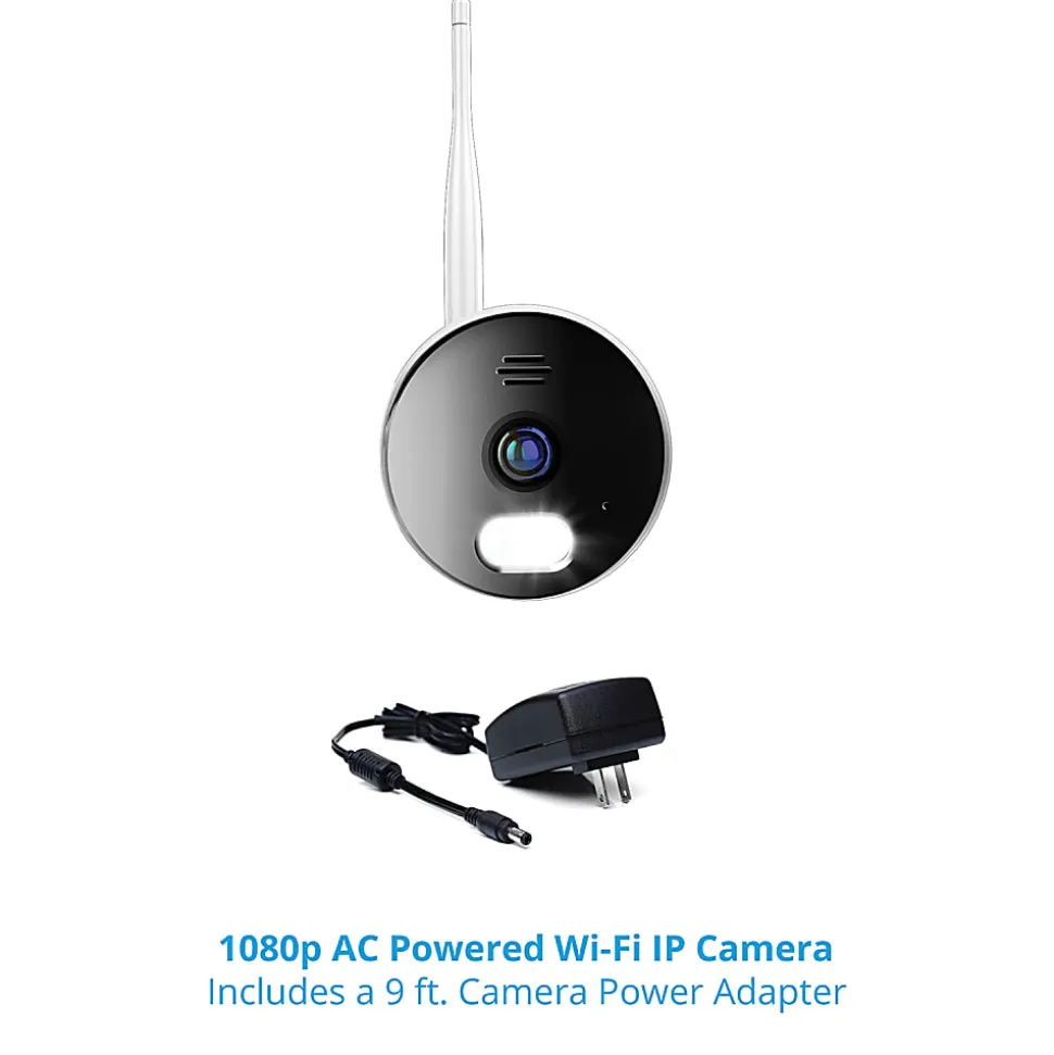 Night Owl Wi-Fi IP Plug-In 1080p Spotlight Camera With 2-Way Audio, Audio Alerts And Siren, White