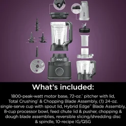 Ninja Detect Kitchen System Power Blender + Processor Pro With BlendSense Technology, Black, Total Qty 1