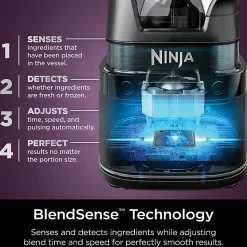 Ninja Detect Kitchen System Power Blender + Processor Pro With BlendSense Technology, Black, Total Qty 1