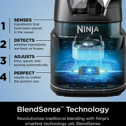 Ninja Detect Power Blender Pro With BlendSense Technology, 72 Oz, Cloud Silver, Total Qty 1
