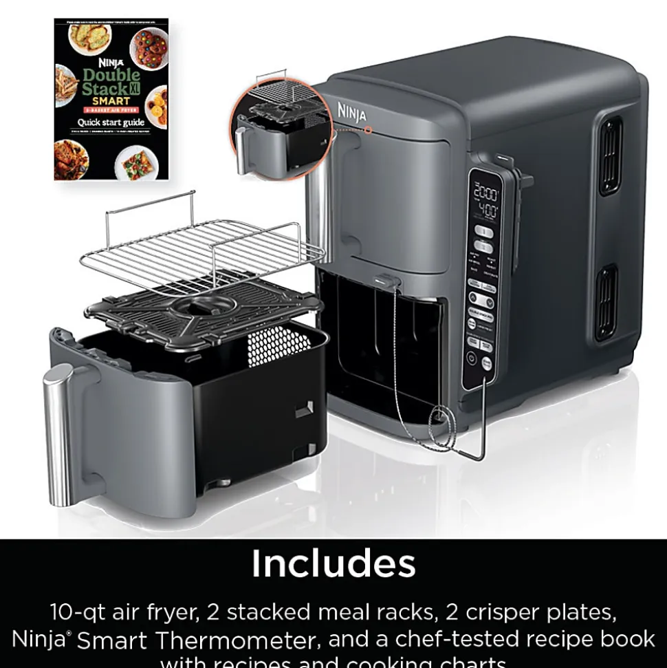 Ninja DoubleStack XL Smart 2-Basket Air Fryer, 15-3/16”H x 19-1/4”W x 11-1/4”D, Deep Gray, Total Qty 1